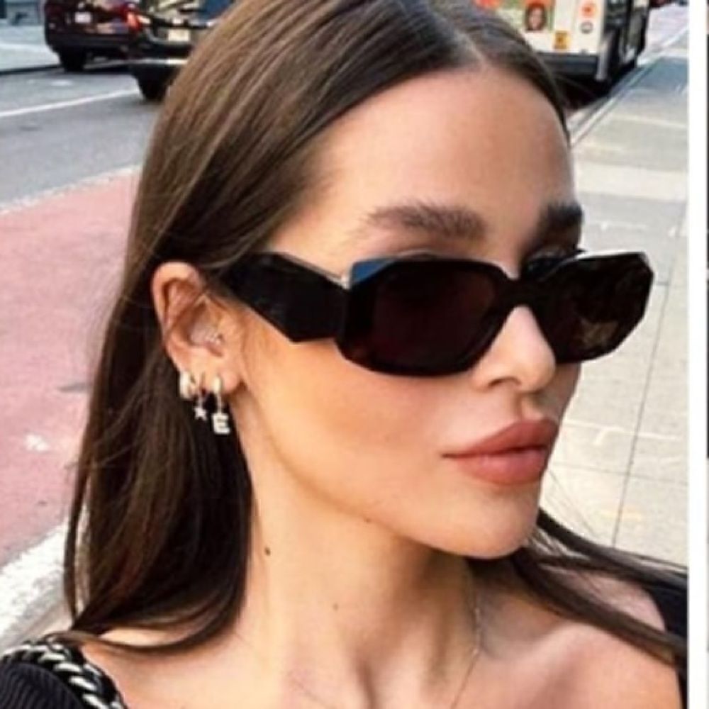 Trendy rectangle triangle Sunglasses caramel - Picture 5 of 7